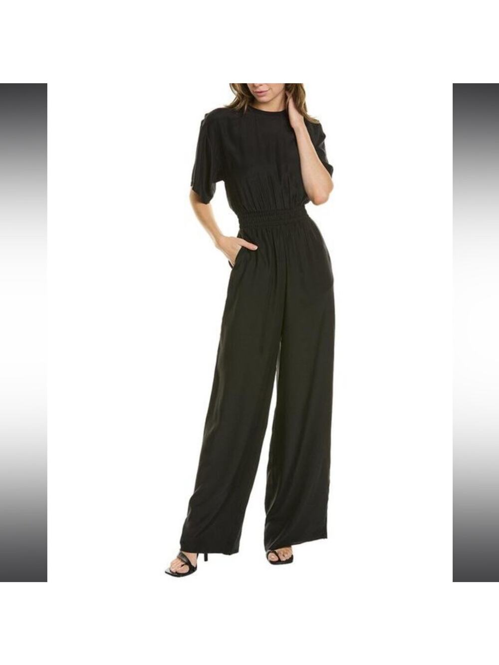 New ATM Women's Black Charmeuse Silk Jumpsuit